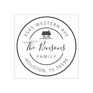 ファミリーネーム差出人住所ラウンドコージーホーム ラバースタンプ