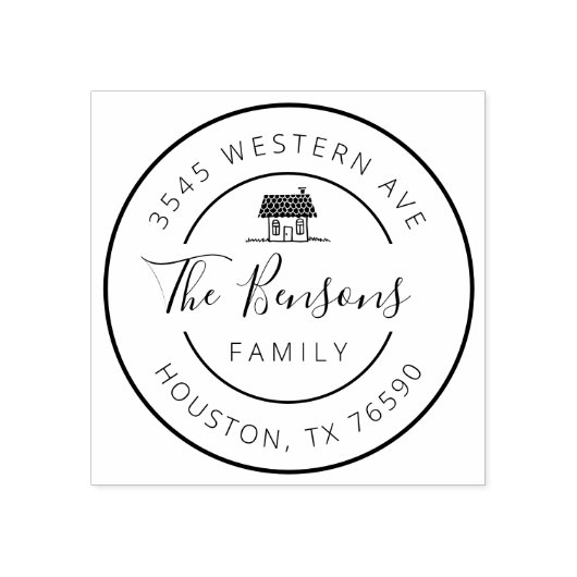 ファミリーネーム差出人住所ラウンドコージーホーム ラバースタンプ (インプリント)