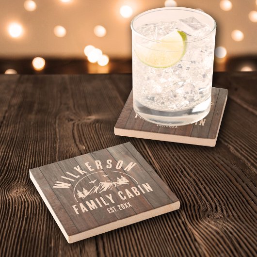 ファミリーネーム素朴キャビンコテージロッジレイクハウス ストーンコースター