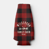 ファミリーネーム素朴キャビンレイクハウスレッドプレイド ボトルクーラー (正面)