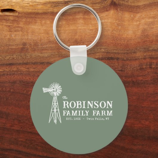 ファミリーネーム素朴ファームウィンドミルセージグリーン キーホルダー (正面)