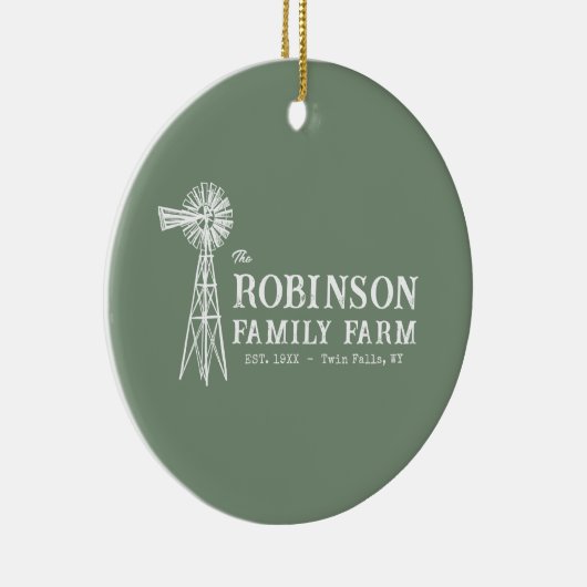 ファミリーネーム素朴ファームウィンドミルセージグリーン セラミックオーナメント (右)