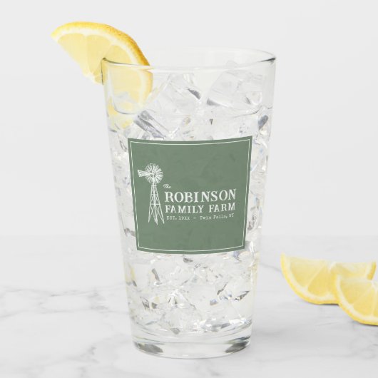 ファミリーネーム素朴ファームウィンドミルセージグリーン タンブラーグラス (アイス正面)