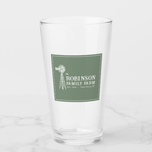 ファミリーネーム素朴ファームウィンドミルセージグリーン タンブラーグラス (正面)