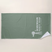 ファミリーネーム素朴ファームウィンドミルセージグリーン ビーチタオル (正面)