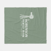 ファミリーネーム素朴ファームウィンドミルセージグリーン フリースブランケット (正面(横))