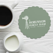ファミリーネーム素朴ファームウィンドミルセージグリーン ペーパーコースター