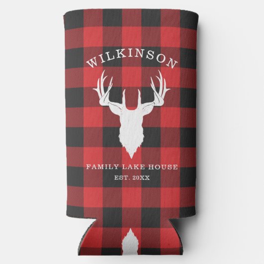 ファミリーネーム素朴プレイドレイクハウス スリム缶クーラー (裏面)