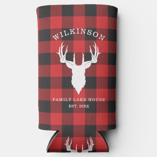 ファミリーネーム素朴プレイドレイクハウス スリム缶クーラー (正面)