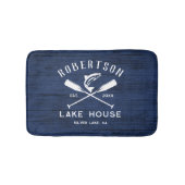 ファミリーネーム素朴レイクハウスネイビーブルーウッド バスマット (正面)