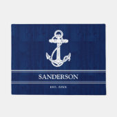 ファミリーネーム航海のレイクハウスいかりブルーウッド ドアマット (正面)