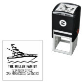 ファミリーネーム航海の魚釣りボート差出人住所 セルフインキングスタンプ (インサイチュ)