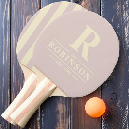ファミリーネーム&イニシャルポロストライプラベンダーキス 卓球ラケット