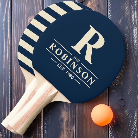 ファミリーネーム&イニシャルポロ深いシーブルー 卓球ラケット