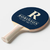 ファミリーネーム&イニシャル深いシーブルー 卓球ラケット (正面アングル)