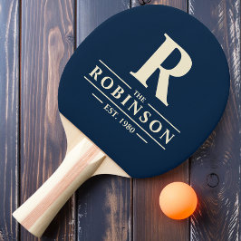 ファミリーネーム&イニシャル深いシーブルー 卓球ラケット