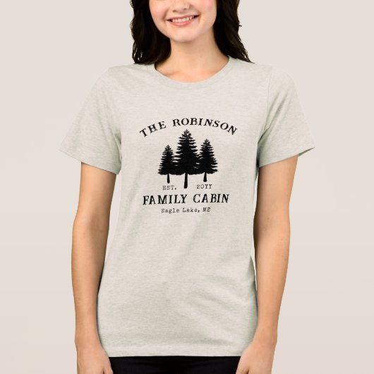 ファミリーネーム キャビン 田舎風 森 トライブレンドTシャツ (正面)