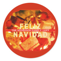 ファミリーネーム 赤 金色 Feliz Navidad クリスマス