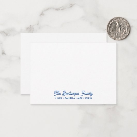 ファミリーノーテカードステーショナリーの名前ブルー ノートカード (正面/裏面インサイチュ)