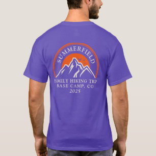 ファミリーハイキングトリップマッチングマウンテン自然 Tシャツ