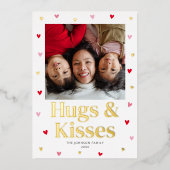 ファミリーハグ&キスラブバレンタインレッド金ゴールド 箔シーズンカード (正面)