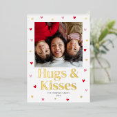 ファミリーハグ&キスラブバレンタインレッド金ゴールド 箔シーズンカード (立ち正面)