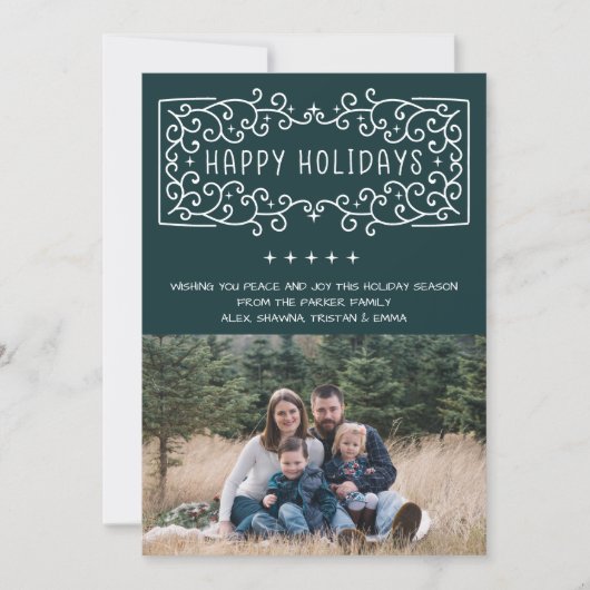 ファミリーハッピーホリデークリスマスフォトカード シーズンカード (正面)