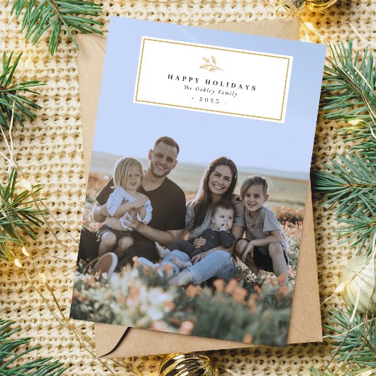 ファミリーハッピーホリデークリスマスフォトカード シーズンカード