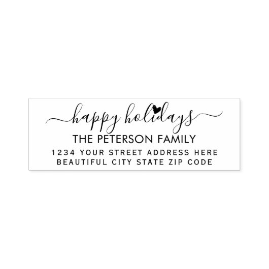 ファミリーハッピーホリデーズスクリプトハート差出人住所 セルフインキングスタンプ (デザイン)