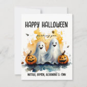 ファミリーハロウィングリーティングカード幽霊とカボチャ シーズンカード (正面)