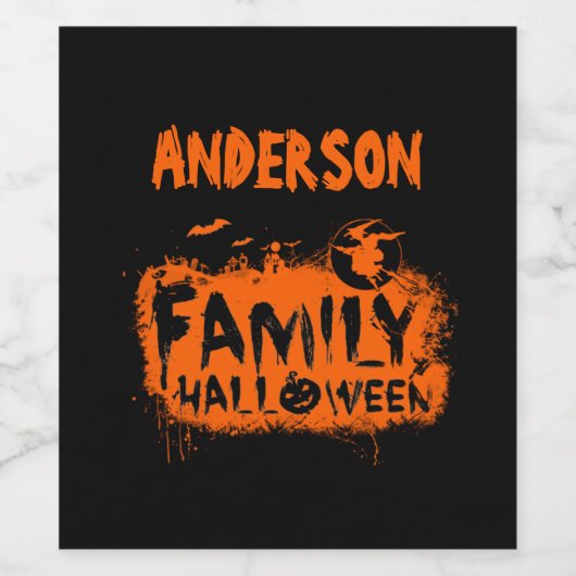 ファミリーハロウィンパーソナライズされた ワインラベル (シングルラベル)