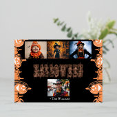 ファミリーハロウィンフォトコラージカード 箔招待状 (立ち正面)