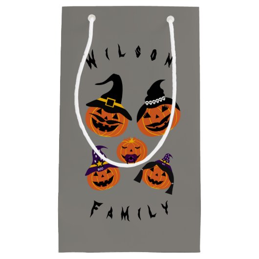 ファミリーハロウィーンハロウィーンのカボチャのちょうちんパーティー スモールペーパーバッグ (正面)