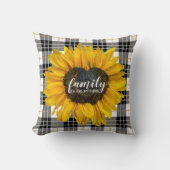ファミリーハートひまわりオンタータンチェックプレイド クッション (正面)