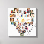 ファミリーハートフォトコラージュ小角白 キャンバスプリント (正面)