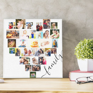 ファミリーハートフォトコラージュ小角白 キャンバスプリント