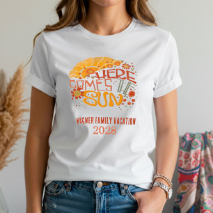 ファミリーバカンス来ここザサン引用文 Tシャツ
