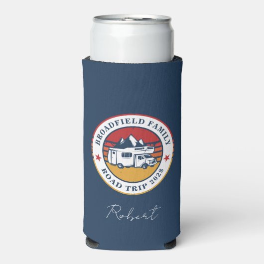 ファミリーバケーションキープサケパーソナライズされた スリム缶クーラー (Seltzer正面)
