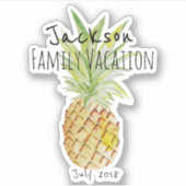 ファミリーバケーションパーソナライズされたパイナップルクルーズ シール (正面)