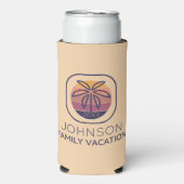 ファミリーバケーションパーソナライズされたパームツリー スリム缶クーラー (Seltzer正面)