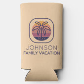 ファミリーバケーションパーソナライズされたパームツリー スリム缶クーラー (裏面)