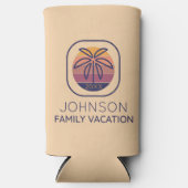 ファミリーバケーションパーソナライズされたパームツリー スリム缶クーラー (正面)