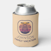 ファミリーバケーションパーソナライズされたパームツリー 缶クーラー (缶正面)