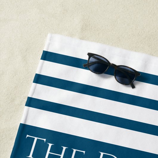 ファミリーバケーションパーソナライズされたブルー ビーチタオル (インサイチュ)