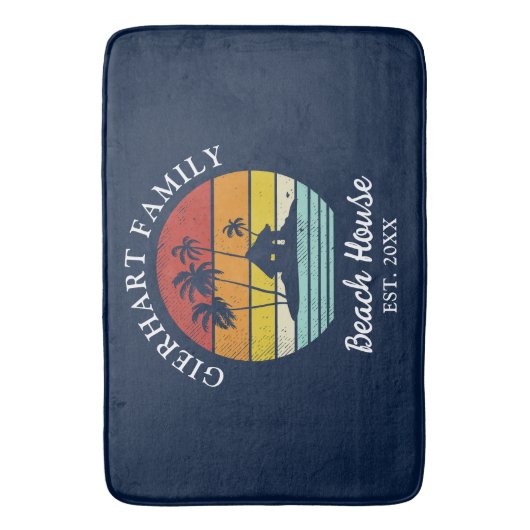 ファミリーバケーションビーチハウスシーサイドマッチングデコール バスマット (正面縦)