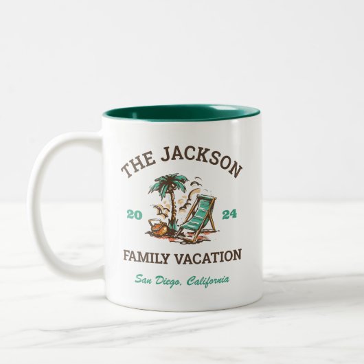 ファミリーバケーションビーチホリデーヴィンテージロゴ ツートーンマグカップ (左)