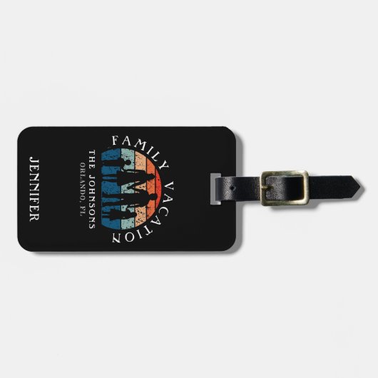 ファミリーバケーションホールディングハンズレトロサンブラック ラゲッジタグ (正面横)