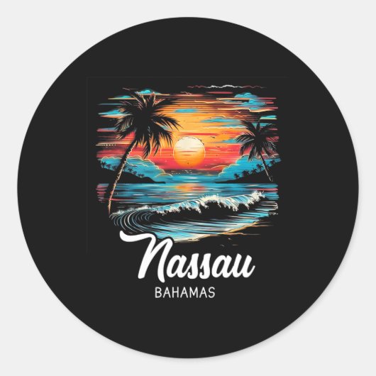 ファミリーバケーションレトロサンセットバハマナウ ラウンドシール (正面)