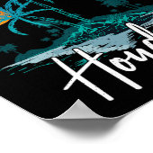 ファミリーバケーションレトロサンセットホンジュラスロアタンビーチ ポスター (角)