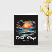 ファミリーバケーションレトロサンセットメキシココスタマヤ カード (黄色い花)